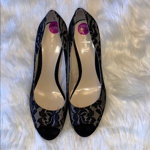 Nine West Sorbet Lace Peep Toe Heels